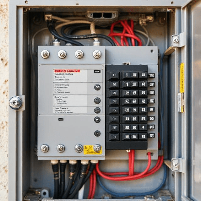 A close-up view of a residential fuse panel, showcasing both Type-S and Type-T fuses, highlighting the differences in their design and bases. The fuse box is clean and well-maintained, emphasizing electrical safety features.