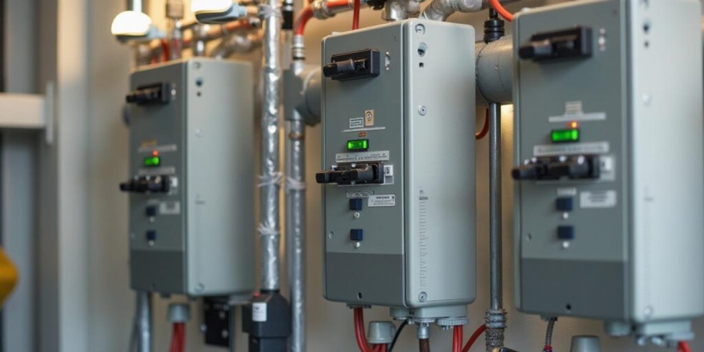 Ewing Electric Co. electrician installing lighting and upgrading an electrical panel in Sugar Creek, NC