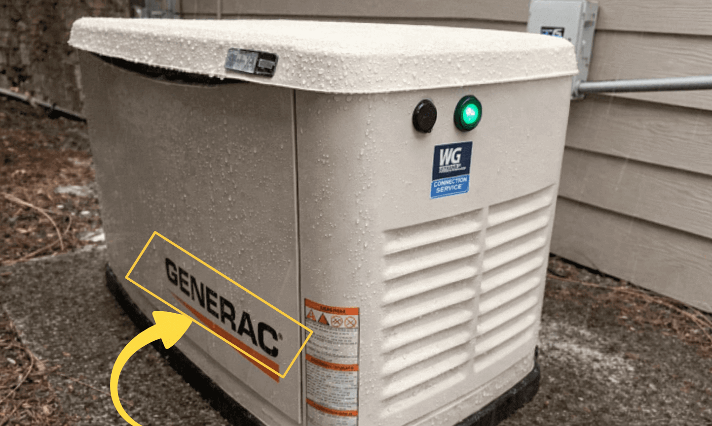 Close-up side view of a Generac home standby generator