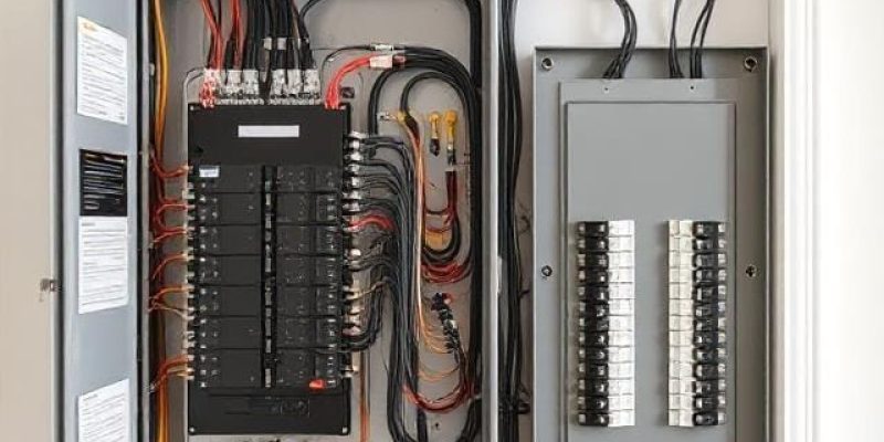 A modern electrical panel with a subpanel installed beside it, demonstrating the capacity expansion in a home electrical system.